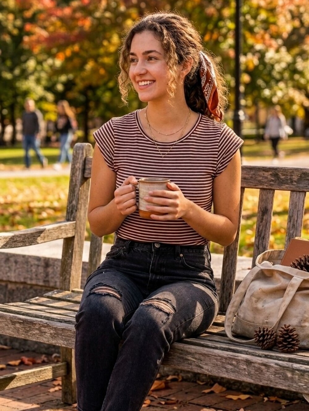 J.Crew Linen Cotton Striped Slub T-Shirt XS Brown White French Girl Capsule Tee